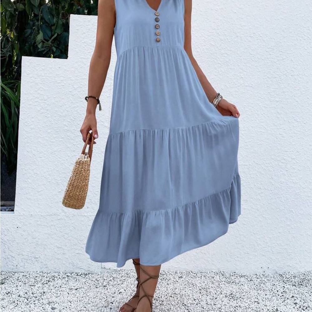 Sleeveless Blue Maxi Dress